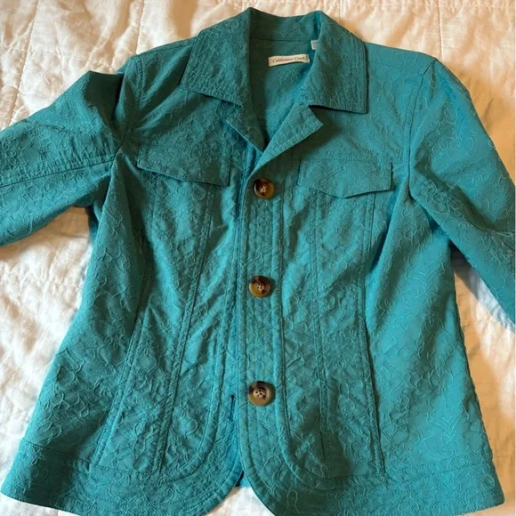 Coldwater Creek Teal Button-Up Jacket - Picture 2 of 7